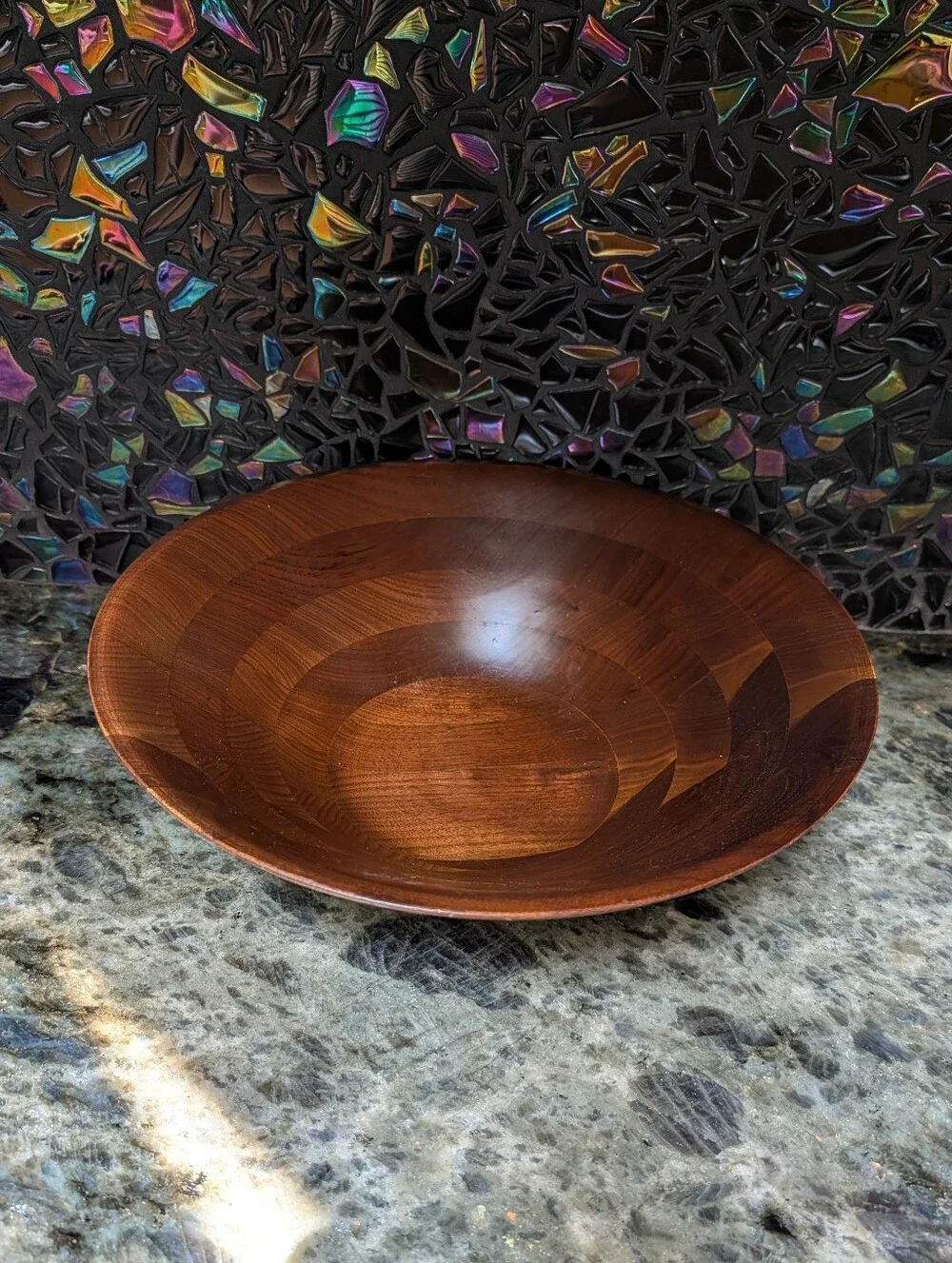 vintage mid century modern VERMILLION walnut bowl mcm